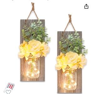 Mason Jar Sconces Home Wall Decor Include Remote Control - Farmhouse Sconces